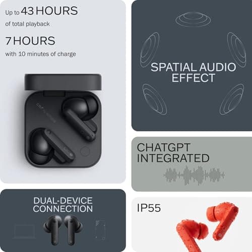 Compatible Earbuds for Nothing Buds with Active Noise Cancellation HD Sound Touch Control & Long Battery Life (Black) 4