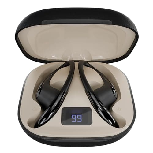 DwOTS Sense Pro Open-Ear Wireless Earbuds, Wide-Band up to ANC 42dB, Voice-First Mic System for Clear Calls, 45H Playtime, 12mm Drivers, Dual Device Connectivity, IPX5, Bluetooth v6.0 TWS (Black)