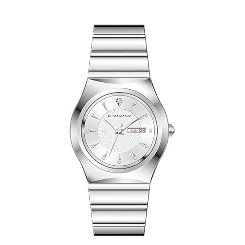 Giordano Analog Pair Watch for Unisex with Round Dial, Crystal Indices, Date Display and Stainless Steel Strap 3