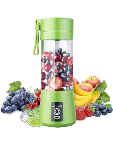 NTS Portable Electric Juicer Mixer with 2000mAh Battery, 6 Blades, 380ml Bottle, USB Rechargeable