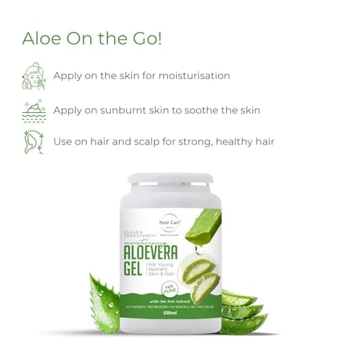 Noor Care INDIA Pure Aloe Vera Gel for Skin and Hair, 1000ml | Hydrates, Moisturizes & Soothes Irritated Skin| Pure & Natural Aloe Vera Gel for Face, Acne, Scars, Dark Circles & Sunburn 4