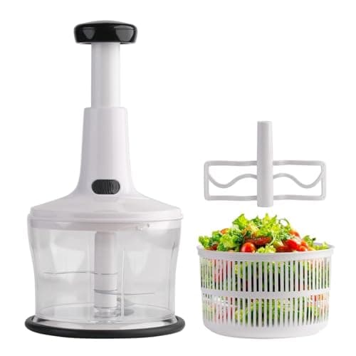 InstaCuppa 1.2L Manual Chopper with Egg Whisker & Salad Spinner - Chop in 10 Seconds Without Electricity | No Pulling Strings, No Charging | 3-in-1 Kitchen Tool for Busy Working Mothers.