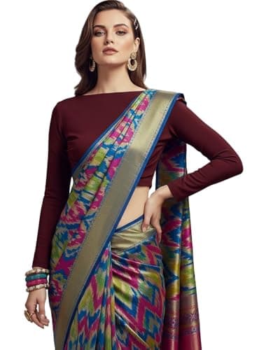 Women's Wine Color Boat Neck Full Sleeve Cotton Crop Top's|Choli Blouses for Women|Readymade Blous and Croptop for Saree