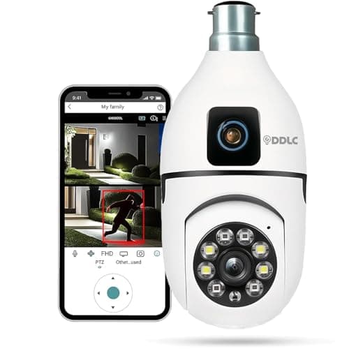 DDLC 4MP/8MP Dual Lens WiFi CCTV Camera for Home Indoor | 360° Pan Tilt | Night Vision | Motion Detection | Two Way Audio | Wireless Security Camera with Mobile App V380 Pro (Dual Lens Light Camera)