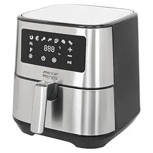 AMERICAN MICRONIC® 6.5 L Digital Air Fryer | 1700W TurboTunnel Fresh Air Technology | 200 °C Max Temp | 60-Min Timer | 8 One-Touch Preset Menus | Healthy Oil-Free Cooking