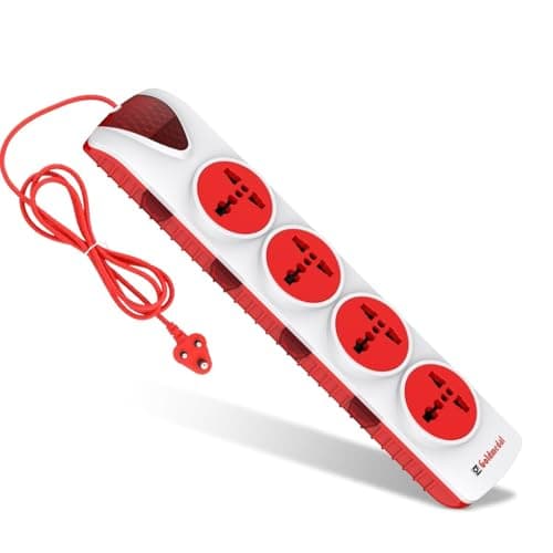 Goldmedal Plugged-in 4x4 Extension Board with Surge Protector | 4 Universal Sockets | 2-Meter Heavy Duty Extension Cord | Individual Switches with LED Indicators | Power Strip for Home & Office