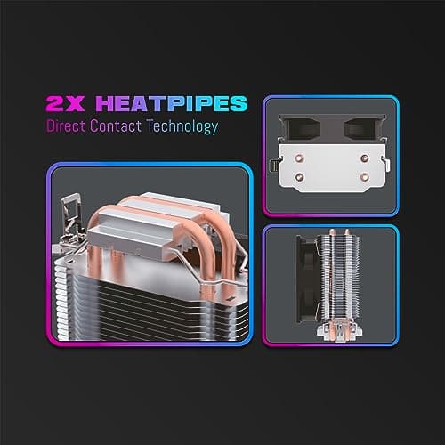 Ant Esports ICE-C200 V2 CPU Cooler/CPU Fan with Rainbow LED Fan | Support - Intel : LGA1700 / 115X / 1200/1366 x 775 & AMD : AM5, AM4, AM3+, AM3, AM2+, FM2, FM1 4