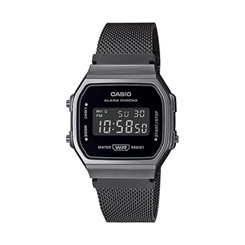 Casio Unisex Vintage A168WEMB-1BDF Black Digital Dial Silver Stainless Steel Band D259