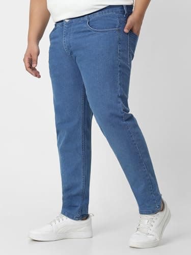 Urbano Plus Men's Light Blue Regular Fit Denim Jeans Stretchable (plusepsjeanp-lblu-44) 3