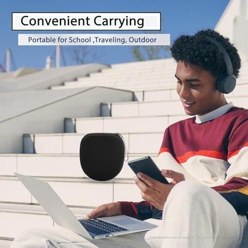 VERTUS® Headphone Protective Storage Case Cover for Sony WH-CH720N, WH-CH710N, WH-XB900N, WH-XB910N Headphones Storage Bag with Soft Lining & Accessory Pocket (Hard Shell|EVA|Black) 5