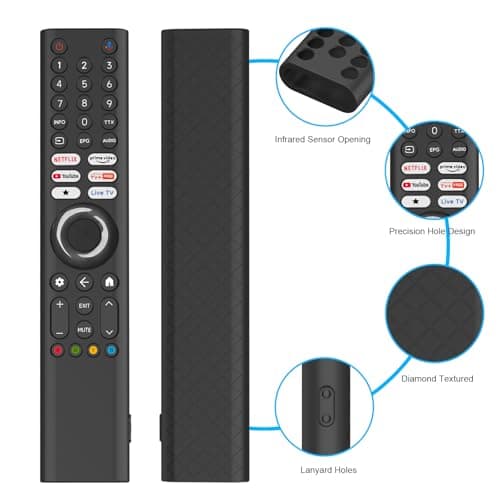 Cotbolt Silicone Remote Cover for Xiaomi Mi TV 2025 Model Remote, Black, Diamond Textured, Precision Button Holes (Black, XIAOMI TV 2025) 2