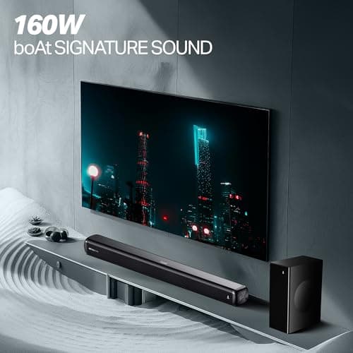 Boat Aavante 2.1 1600D / Orion Plus, Dolby Audio, 160W Signature Sound, 2.1CH Wired Subwoofer,Multiple Ports & EQ Modes, Bluetooth Sound bar, Home Theatre Soundbar Speaker (Premium Black) 5