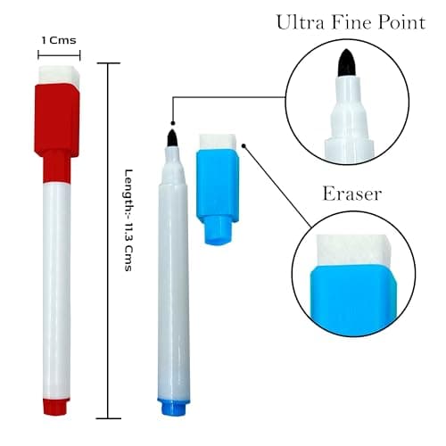 Eduway Dry Erase Whiteboard Marker Set of 5 With Eraser Cap |Refillable Black Color Marker Pens | Easily Erasable Ink | Perfect For Writing on White Board Premium Writing Supplies (Pack of 5) (Black) 2