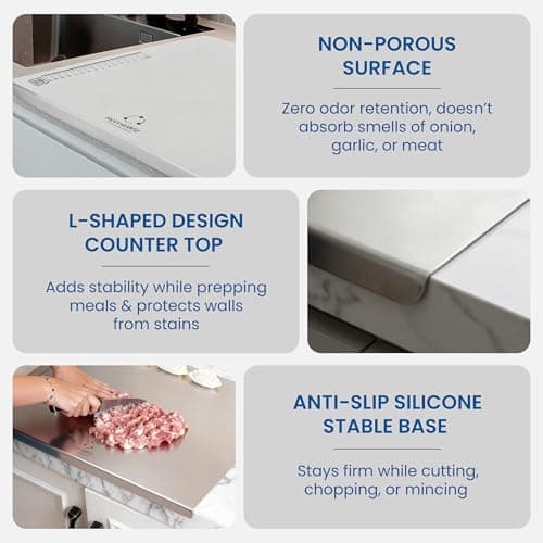 HomeWiz Stainless Steel Chopping Board | 41 x 31 cm Large | 304 Grade Food-Safe Steel | Heavy Duty Steel Board | for Fruits, Vegetables, Meat & Dough Kneading | Built for Everyday Use | Made in India 3