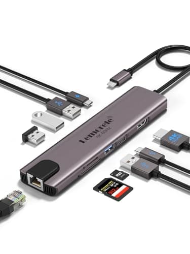 Lemorele USB C Hub Multiport Adapter 10 in 1, USB C Docking Station for MacBook with HDMI 4K@60Hz, Ethernet, 4*USB-A and USB-C Data Port, 100W PD, SD/TF Port, Suitable for Surface/Dell/HP