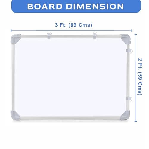 Eduway 2x3 Feet Kunj Non-Magnetic Double-Sided White Board and Chalk Board | Ideal Use for Home, Office, Kids with Sliding Hanging Clips, Robust Aluminum Frame and Smooth Melamine Surface (89x59 cms)' 2