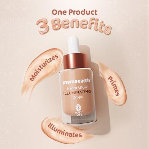 Mamaearth Hydra-Glow Illuminating Drops With Vitamin C & Hyaluronic Acid - 15Ml | All Skin Type Multi-Purpose Primer Drops |Light Moisturizes Skin | Gives Non-Greasy Dewy Finish 4