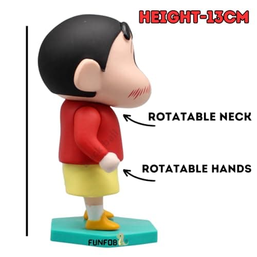 FUNFOB Shinchan Action Figure Toy Size - 13CM Cartoon Figurine for Boys & Girls PVC Multicolour | Shin Red T Pre 3