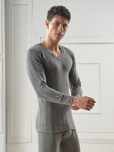 Lux Inferno Cotton Men's Regular Fit Thermal Top (Inferno_Ch_Fs_Vn_90_Charcoal Melange_Large) 3