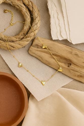 MEENAZ pendant necklace for women Love necklace for woman Gold Heart chains for women stylish/Locket Jewellery Set for Women Anti tarnish jewelry |Stainless Steel Valentine Gifts for Girlfriend 89 4