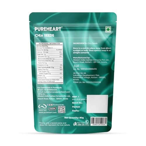 Pureheart Raw Chia Seeds 80 gm| Chia Seeds for Weight Management | Rich in Calcium, Protein, Fiber, Omega-3 and Antioxidant | Seeds for Eating | Diet Snack | Naturally Sourced 2