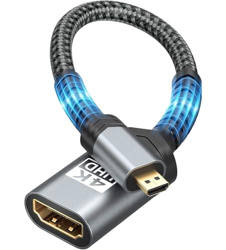 JGD PRODUCTS 4K Micro HDMI Male to HDMI Female Adapter Converter Connector for Sony A6000, Raspberry Pi 4, GoPro Hero 7 and Other Sport Camera (Cable)