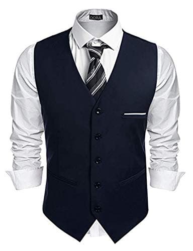 00RA WITH AS LOGO Men Slim Fit Cotton Blend Suiting V Shape Jacket (Navyblue, 44) 2
