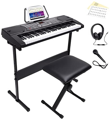 JUAREZ Octavé JRK661 61 Keys Electronic Keyboard Piano with LED Display | Adapter | Key Note Stickers | Mic |Music Sheet Stand | JAK100 Keyboard Bench | JAK200 Piano Keyboard Stand