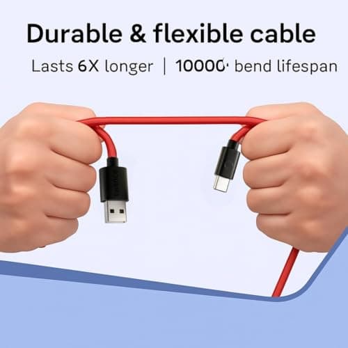 twance TPE Fast Charging Type C to USB Cable - (Red - 1.25 m) I 65W / 3.1A 480 Mbps Data Sync & Transmission Unbreakable Quick Charge C Type Cable I Compatible with All C Type Devices Smartphone 4