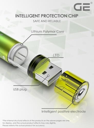 GE® AA Rechargeable Batteries (Lithium 1.5V - 2500 mWh) - New Launch in 2025 | Fast Charge (Direct USB‑A + Wireless) | Pack of 4 Batteries | 10 Years of Life and 1,500+ recharges, 3 Year Warranty 3