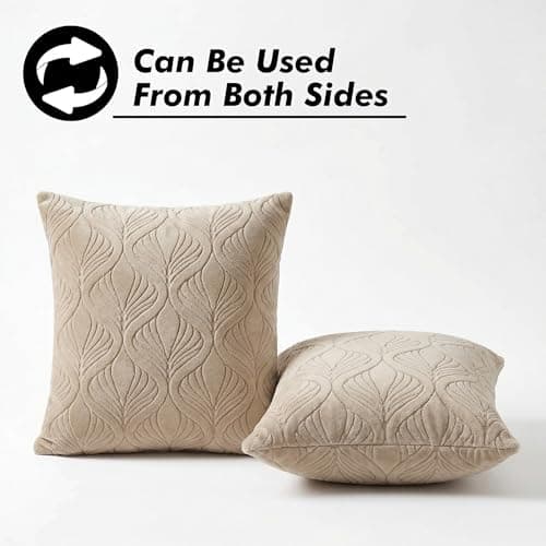 Yellow Weaves Jacquard Cushion Covers | Sofa Cushion Covers | Throw Pillow Cover for Sofa, Couch, Living Room| Removable & Washable | 16x16 Inches, Set of 3 (Beige) 5