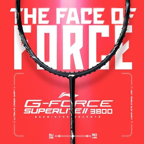 Li-Ning Li-Ning G-Force 3800 II Superlite Strung Badminton Racket with Full Cover | 5U | Maximum Tension ≤ 30 Lbs (Black) 2