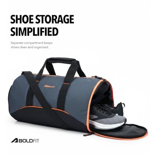 Boldfit Gym Bags for Men Compact Sports Duffle for Women Unisex Duffle Bag for Carry & Travel Adjustable for Shoes Towel Duffel Sports Bag 22L - Black 2