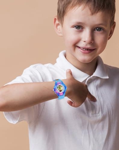 Shocknshop Boy's Analog Led Cartoon Multi Colors Lights Nylon Watch -W336 (Sky Blue) 5