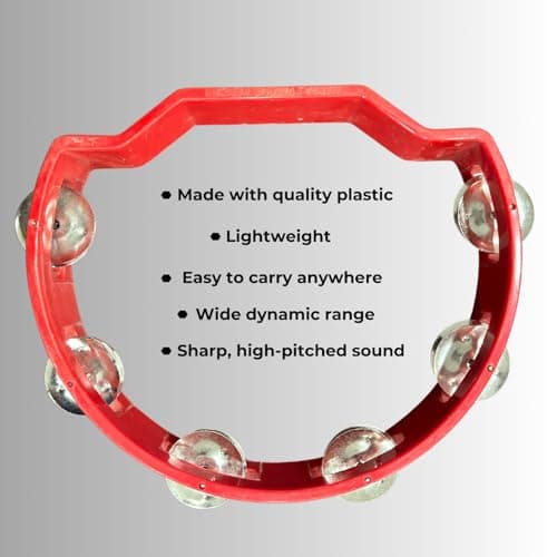 Bhargavas Red Fiber D Shape Khanjari – Premium Tambourine Duff Taal for Bhajan, Kirtan, Folk Music & Stage Performance 4