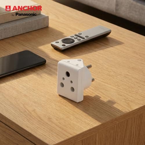 Anchor by Panasonic 16A Pilot 3 Pin Plug | Pilot 3 Pin Multiplug Plug for Home & Office Appliances | (3166, White) 3