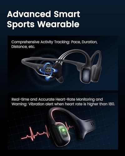 mojawa HaptiFit Terra Open Ear Bluetooth Bone Conduction Headphones with Mic and 32GB MP3, Waterproof Wireless Earphones for Workouts, Swimming and Running (Black) 2