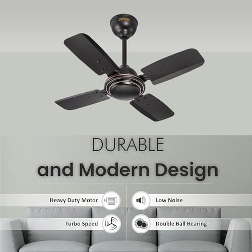 DIGISMART Uphaar 600 MM Ceiling Fan 850 RPM High Speed Air Delivery with 4 Blades, Anti-Dust Coating, 2 Years Warranty - Uphaar Brown 6