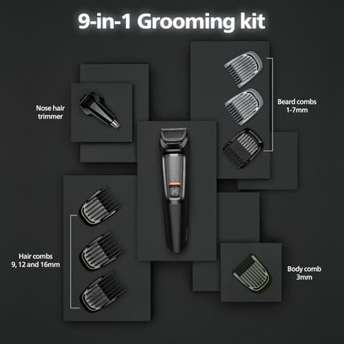 Philips India's No.1 Men's Trimmer | Self Sharpening Blades | Single Stroke Grooming I 9 In1 Face, Nose And Body I 2 +1* Year Warranty | No Oil Needed I 60 Min Runtime I MG3710/65,Black 4