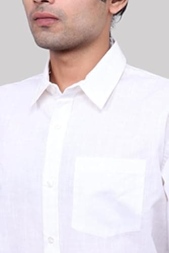 Labnin India, Men's White Full Sleeve Cotton Linen Premium Shirt for Formal/Casual 4