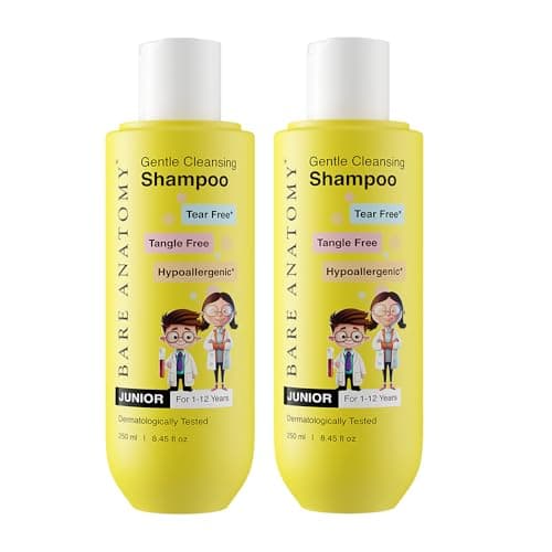 Bare Anatomy Junior Gentle Cleansing Shampoo For Kids | Tear-Free & Hypoallergenic | For 1-12 Years | Coconut Milk Protein, Almond Oil, Vitamin E & Strawberry | Sulphate & Paraben Free | 250 ml (Pack 