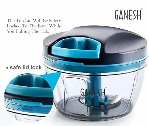GANESH Wonder Kitchen Dori Handy Vegetable and Fruit Manual Onion Dry Fruit Salad Maker Vegetable Quick String Chopper Machine, Cutter – 3 Stainless Steel Blades (470 ml, Grey) 5