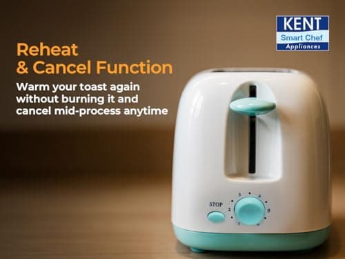 KENT Crisp Pop Up Toaster 750 Watts | 2 Slice Automatic Pop Up Electric Toaster | 6 Heating Modes | Auto Shut Off | Removable Bread Crumbs Tray | White 5
