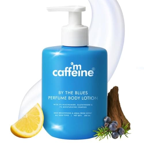 mCaffeine 5% Niacinamide & Glutathione for Brightening & Detan By The Blues Perfume Body Lotion 300ml | | Aquatic-Woody Fragrance | 72H Moisturization| Daily Use Summer Cream Bodylotion for Men & Wome