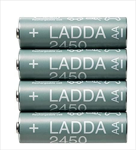 Ikea LADDA Rechargeable Batteries, AA, HR6, 1.2V, 2450mAh, Grey - Pack of 4 2
