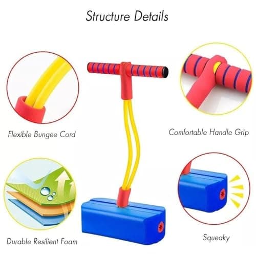 WireScorts Training Foam Pogo Stick | Bungee Jumper Balance Game with Squeaky Sounds | Indoor & Outdoor Play – Durable Foam Base, Squeaky Sounds – Gifts for 3-12 Year Old Boys Girls - Multi Color 5