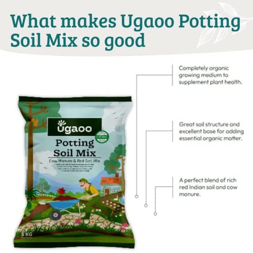 Ugaoo Organic Potting Soil Mix for Plants – 5 Kg | Ready to Use Garden Soil for Cactus & Succulents, Indoor, Outdoor & Flowering Plants | Red Soil with Cow Manure | Home Garden Potting Mixture 5