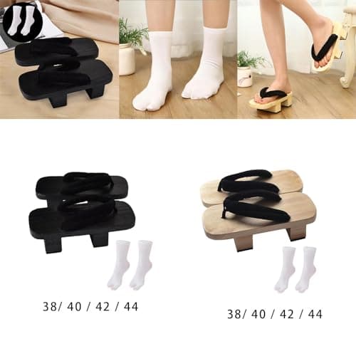 Meadawgs® Japanese Wooden Clogs Japanese Style Japan Shoes Geta for Daily Beach Travel 38 Black|Clothing, Shoes & Accessories | Men's Shoes | Slippers 5