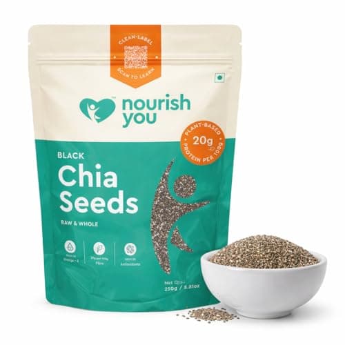 Nourish You Raw & Whole Chia Seeds 250g | Dirt & Stone free | Gluten Free | Source of Calcium, Protein , Dietary Fibre & Antioxidant | Rich with Omega 3 & Zinc | Premium superfoods | Pack of 1 | Suppo