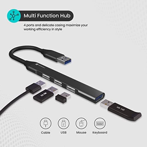 Portronics Mport 31 USB Hub Dock (4-in-1), Multiport Adapter with 1 x USB 3.0 & 3 x USB 2.0 Ports, up to 5 Gbps High Speed Data Transfer for Laptop/PC (Grey) 3